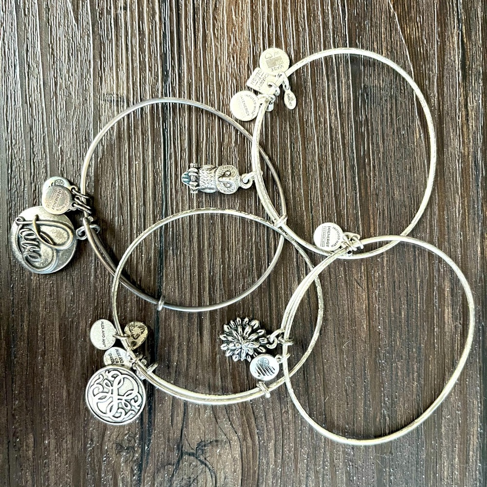 Alex and ani set of 4 silver bracelets